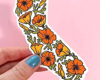 California Poppy State Flower Vinyl Waterproof Sticker