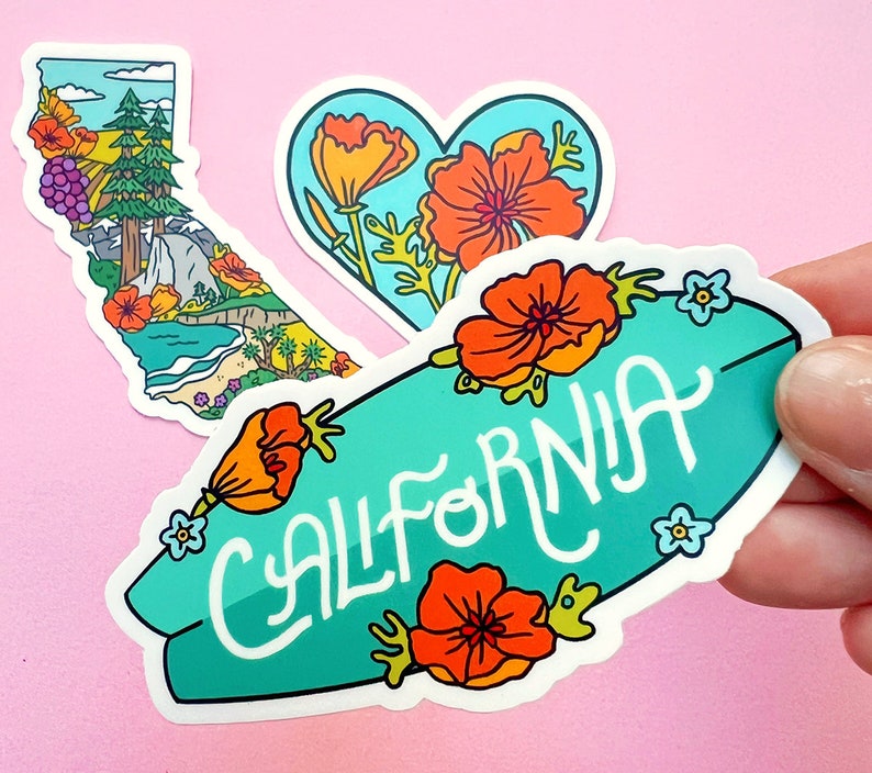 California Sticker Bundle / California Poppy Sticker Pack / California ...