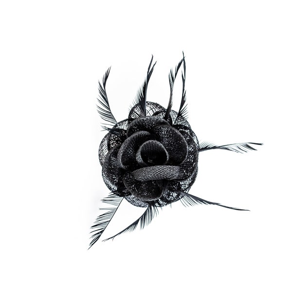 Klassischer Blumenclip  für Haar und Kleidung, schwarz