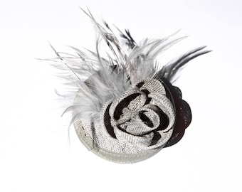 Beautiful Silver Grey Sinamay Headpiece