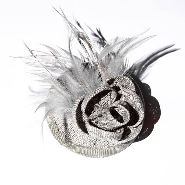 Beautiful Silver Grey Sinamay Headpiece