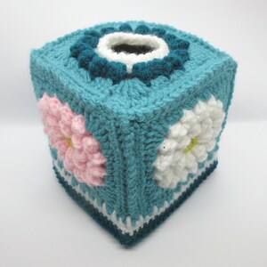 Crochet Lotus Blossoms in a Bayou; Crocheted Pink & White Lotus Blossoms HandmadeTissue Cube Cover; Crochet Lotus Blossoms Tissue Cube Cover