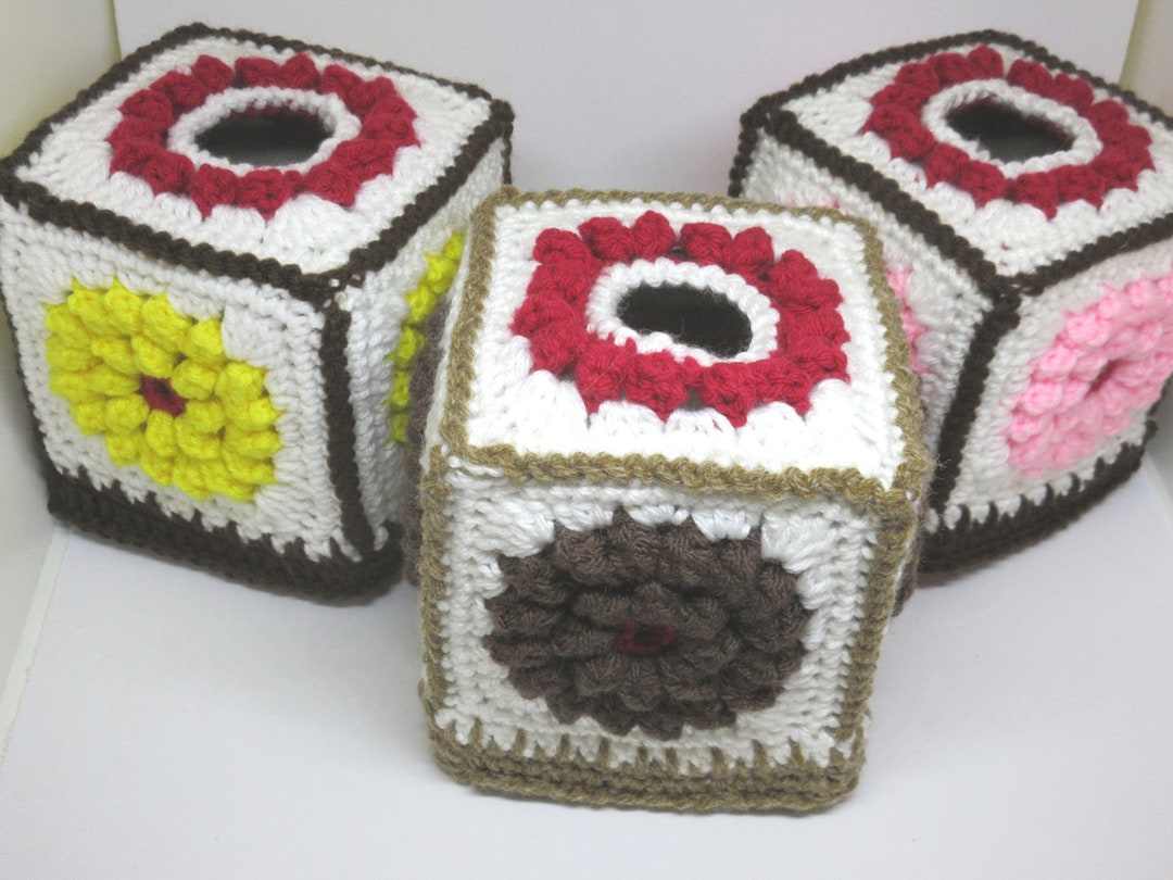 Crochet Ice Cream Sundae Tissue Cube Covers; Crocheted Banana ...