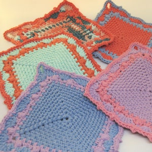 Crochet Vintage Colorful Potholders; Crocheted Vintage-Style Potholders; Crochet Vintage Potholders/Hotpads