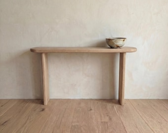 Narrow Console Table in Solid Wood | Minimalist Design and Customizable