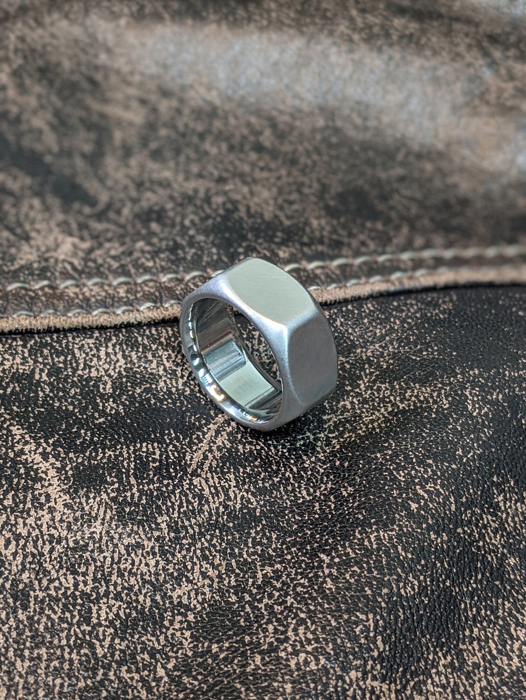 Hex nut ring stainless steel band ring modern unisex Etsy