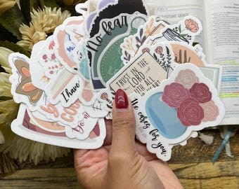 Christian Stickers Pack of 35, Bible Journaling Stickers, Waterproof Faith Sticker Bundle