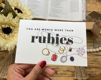 You are Worth More Than Rubies: Black Foil Greeting Card