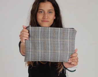 Vintage plaid bag, Nineties bag, plaid clutch bag, plaid handbag, Gray plaid bag, Vintage bag, Hipster bag, Plaid Hipster Bag, Blazer bag