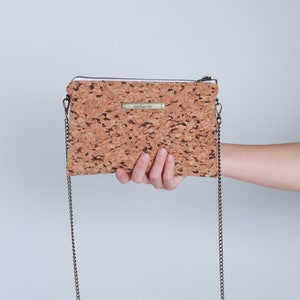 Cork Shoulder bag, old golden chain handle, Eco cork bag, cork bag, crossbody cork bag, ecological bag, Cork handbag, women Cork Bag, Lagut image 1