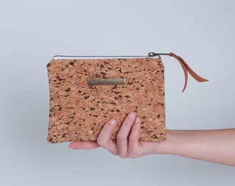 Eco Cork Purse, Cork Wallets, bridesmaid gift, eco friendly cork bag, cork clutch,cork makeup bag, cork handbag, cork zipper pouch, cork bag