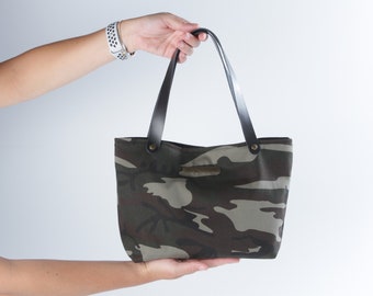 CAMO TOTE BAG | Military Lover Tote Purse Bag | Camouflage Canvas Tote Bag | Light Weight Casual Bag | Small Travel And Shopping Tote Bag