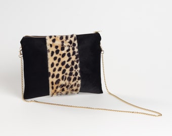 Leopard Clutch, Leopard Hair Evening Bag, Leopard Wedding Clutch, Leopard Travel bag, Leopard Bag, Leopard shoulder bag, Animal Print Bag
