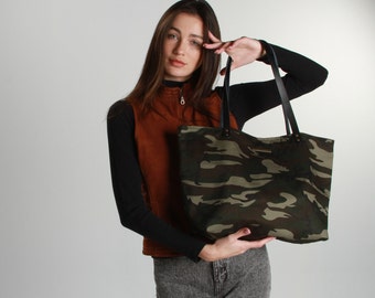 designer camo tote bag