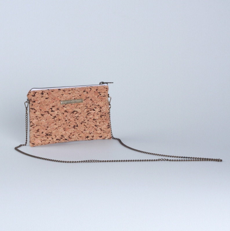 Cork Shoulder bag, old golden chain handle, Eco cork bag, cork bag, crossbody cork bag, ecological bag, Cork handbag, women Cork Bag, Lagut image 4