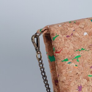 Multiple COLORS CORK Clutch Cross Body Folding BAG For Women Old Gold Chain Zipper Casual Purse, gift for her, eco cork bag, Lagut, bags image 9
