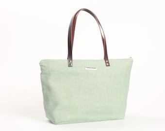 ECO FRIENDLY BAG | Green Linen Tote Bag | Natural Linen Bucket Tote Bag | Beach Vacations Bag | Women Linen Summer Travel Bag