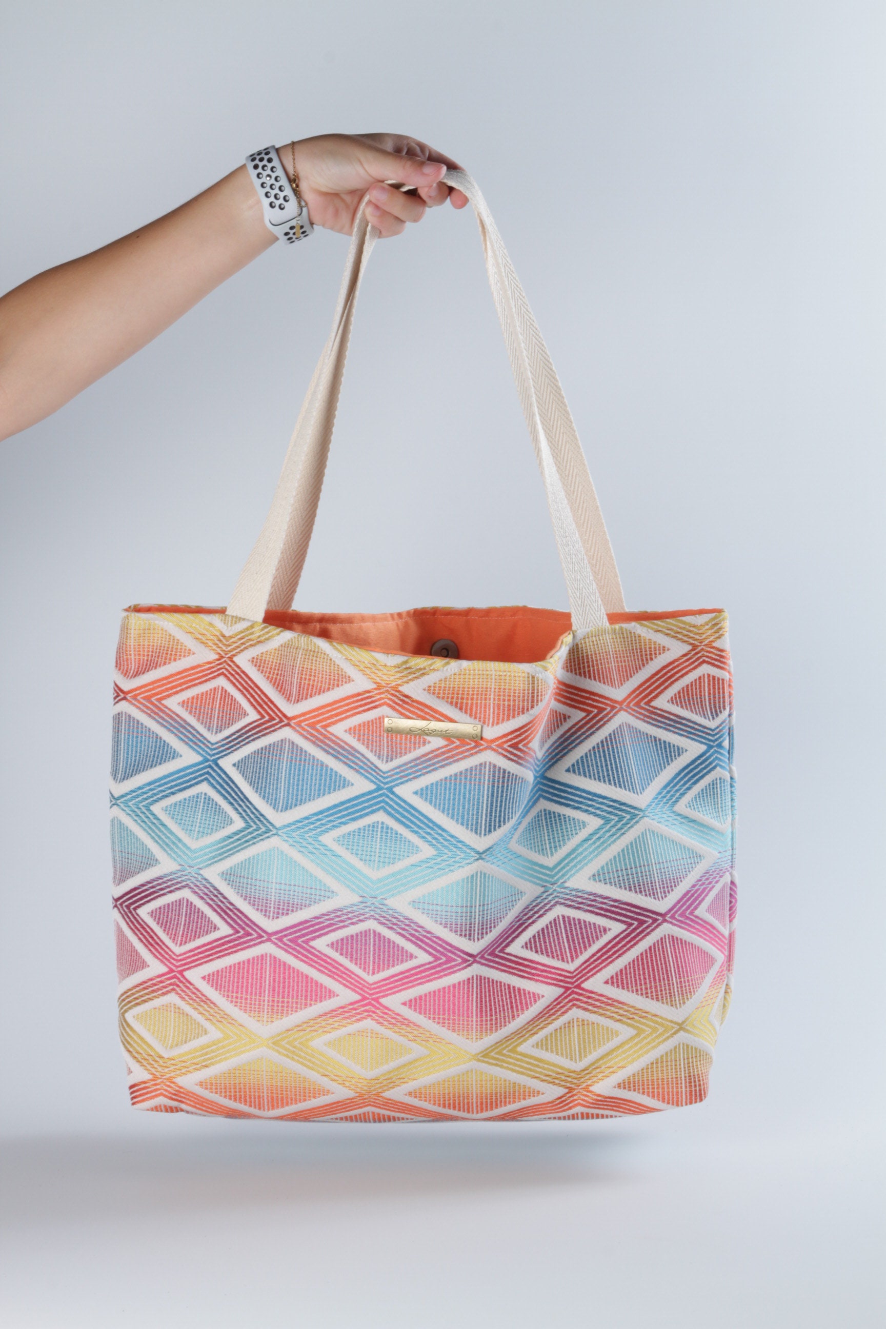Colorful Tote Bag Canvas Summer Bag Rainbow Shoulder Bag | Etsy