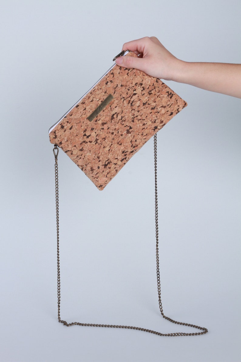 Cork Shoulder bag, old golden chain handle, Eco cork bag, cork bag, crossbody cork bag, ecological bag, Cork handbag, women Cork Bag, Lagut image 5