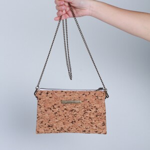 Cork Shoulder bag, old golden chain handle, Eco cork bag, cork bag, crossbody cork bag, ecological bag, Cork handbag, women Cork Bag, Lagut image 3