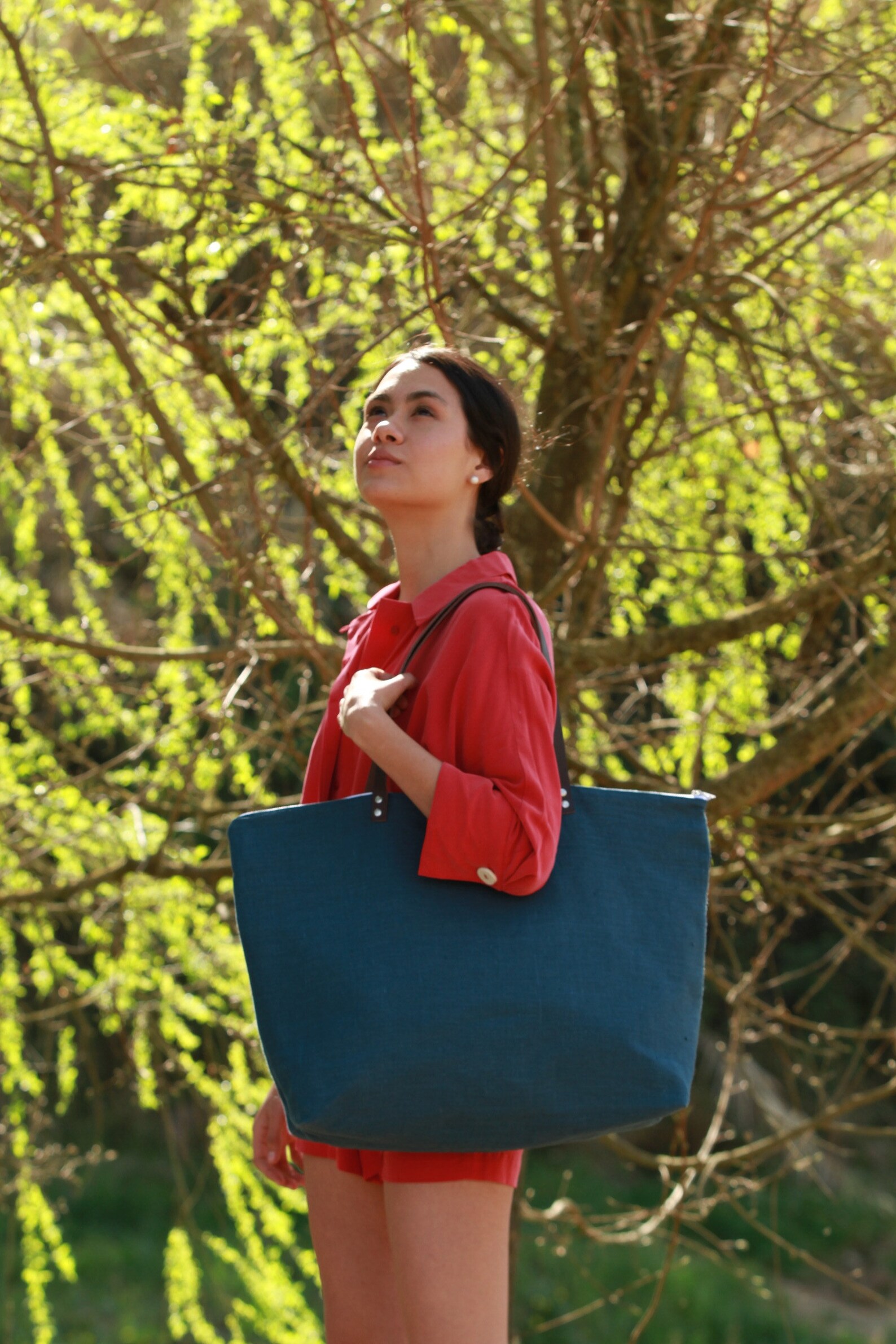Linen Bag Maxi Tote Bag Blue Linen Bag Linen Bucket Bag Etsy
