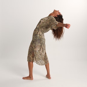 LEOPARD Print KIMONO – Handmade Boho Chic Yellow Earth Tones Kimono