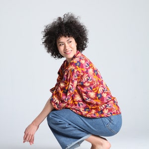FLORAL Printed V Neck SHIRT BLOUSE Top For Women Spring And Summer Boho Chic Office Blouse Shirt Boho Chic Shirt Lagut image 6