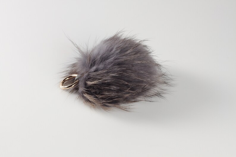 Pom pom for bags, hair pom pom hand tinted, key chain pom pom, natural hair, lagut, beige pompom, gray pompom, accessories bags, bag pompom image 6