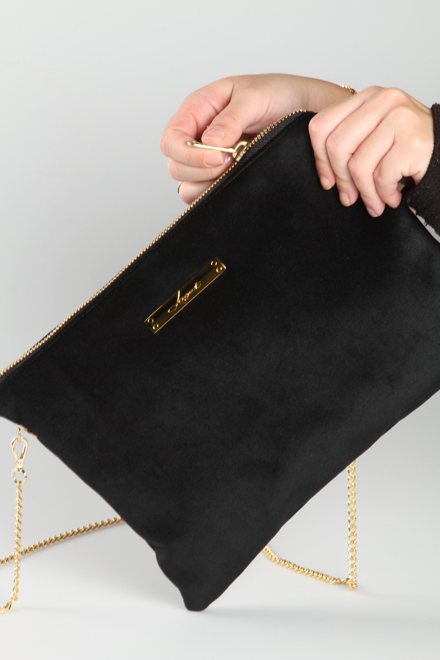 Black Suede Bag Suede Crossbody Bag With Gold Chain Women - Etsy