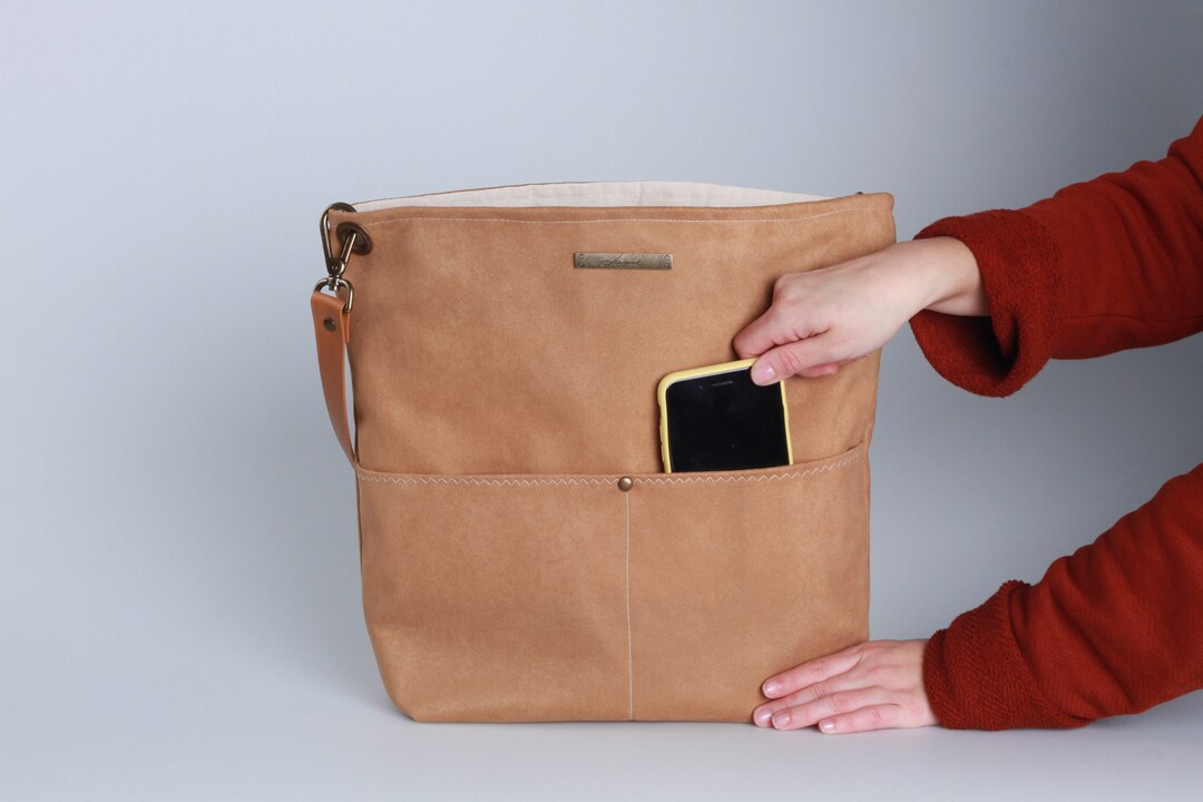 Camel Canvas Tote Bag, Bucket Bag, Camel Bag, Shopping Bag, Casual Tote