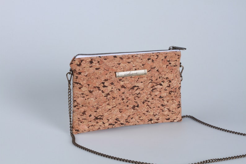 Cork Shoulder bag, old golden chain handle, Eco cork bag, cork bag, crossbody cork bag, ecological bag, Cork handbag, women Cork Bag, Lagut image 7