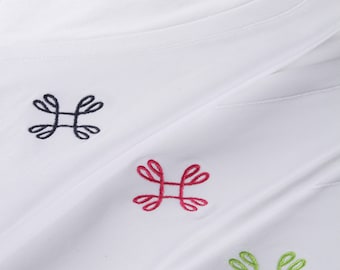White Pima Cotton V-Neck T-Shirt: Embroidered Logo Tee