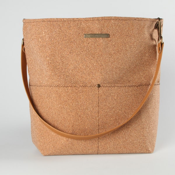 SAC DE Voyage SEAU EN LIÈGE avec bracelet en cuir pour femme – Sac fourre-tout esthétique décontracté à fermeture éclair écologique | sac écologique | Sac en liège fourre-tout | Lagut