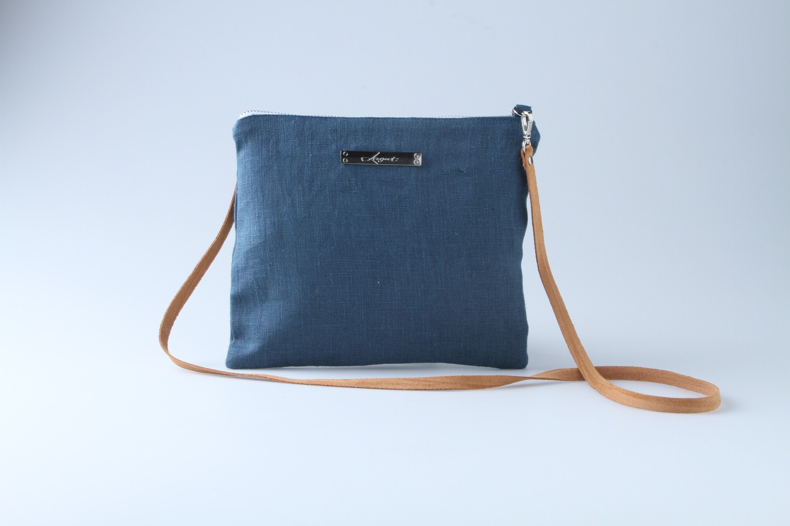 Blue Linen Bag Linen Shoulder Bag Blue Linen Cross Bag | Etsy