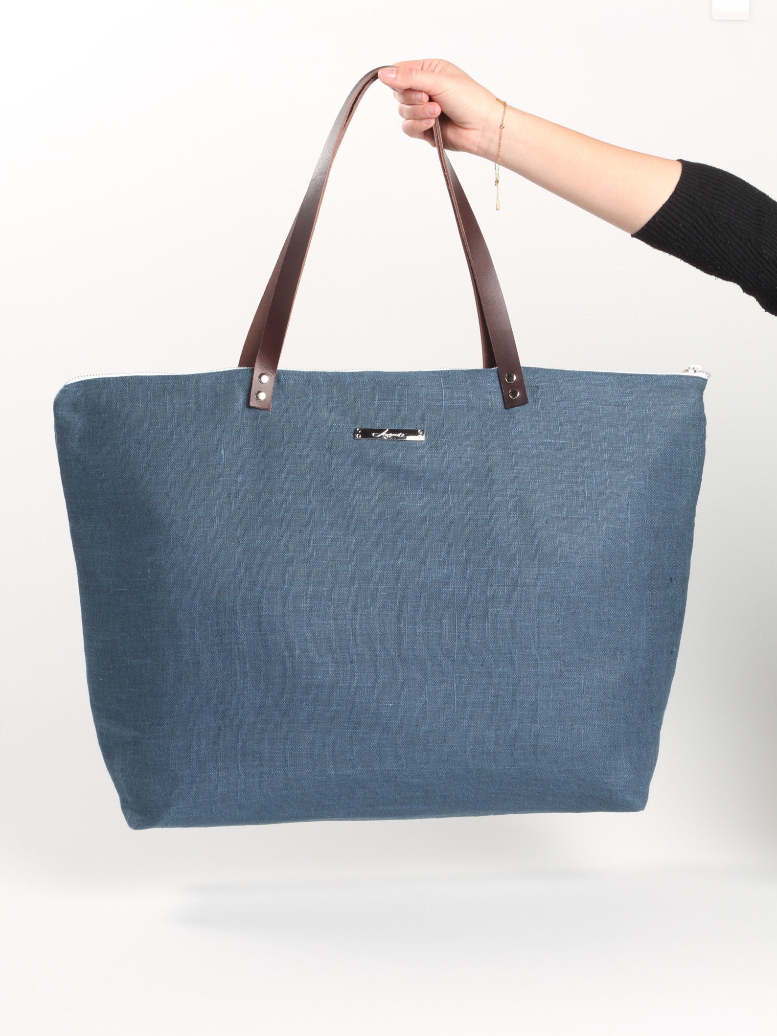 Linen Bag Maxi Tote Bag Blue Linen Bag Linen Bucket Bag Etsy