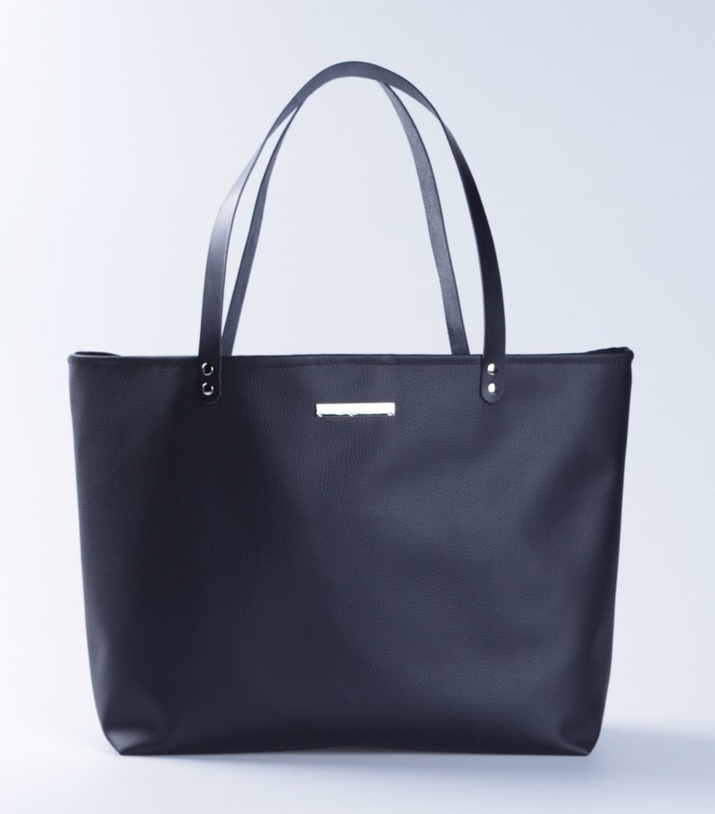 Black Tote Bag Vegan Tote Bag Work Bag Hobo Bag Minimalist Etsy