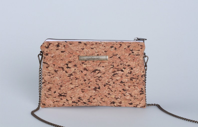 Cork Shoulder bag, old golden chain handle, Eco cork bag, cork bag, crossbody cork bag, ecological bag, Cork handbag, women Cork Bag, Lagut image 10