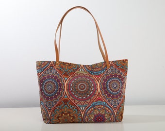 MANDALA TOTE BAG: Spacious and Versatile for Your Summer Adventures - Canvas Shoulder Bag - Travel Bag - Colorful Bag - Lagut - Shoulder Bag