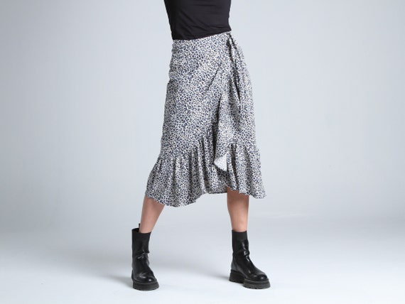 Light leopard cheap midi skirt