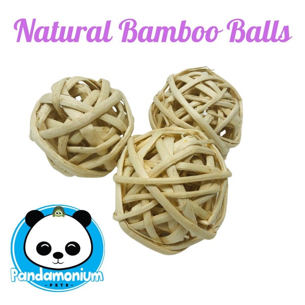 Natural Bamboo Balls- 2.5-3.5" Chew toys for Chinchillas, rats, rabbits, degus, hamsters