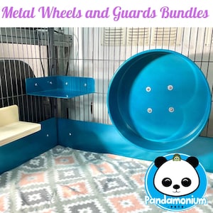 Metal Wheels and Cage Guard Bundles- ledges, poop guards for Ferret/Critter Nation, chinchilla wheel, rat wheel, degu wheel