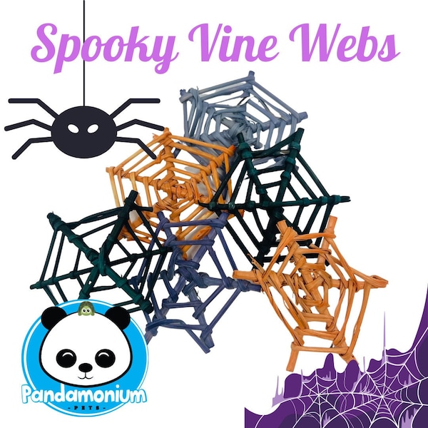 Spooky Small Vine Webs- Chew toys for Chinchillas, rats, rabbits, degus, hamsters ~2”