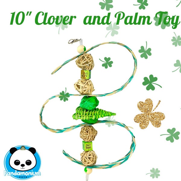 Clover Wrapped in Palm Braid- pumice, willow balls, alphabet blocks and vine heart