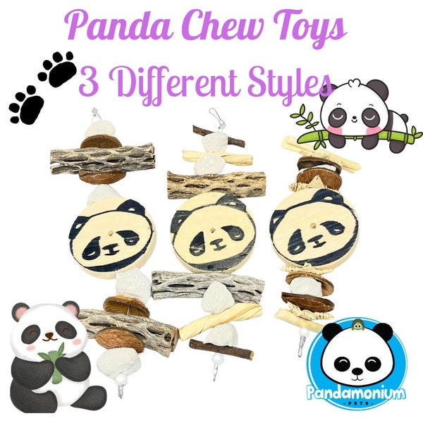 Panda Hanging Chew Toys-3 Different Styles to Choose From!-Pine, cholla, palm, coconut, willow and oumice