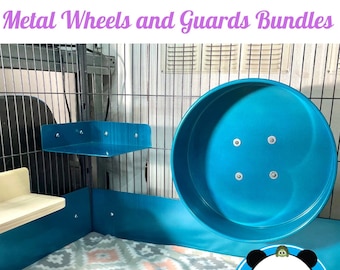 Paquetes de ruedas de metal y protectores de jaula: repisas, protectores de excrementos para hurones/Critter Nation, ruedas para chinchillas, ruedas para ratas, ruedas para degús