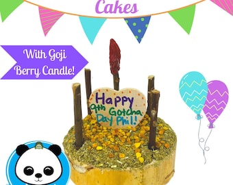 Critter Birthday/Gotcha Day Cakes w/ Goji Berry Candle- Also customizable for any occasion-chinchillas, degus, rats, rabbits and guinea pigs