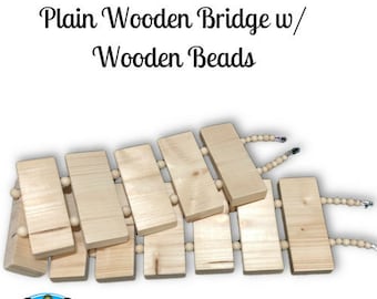 Plain Wooden Bridge w/ Plain Wooden Beads-NEW safe & easy to hang clips