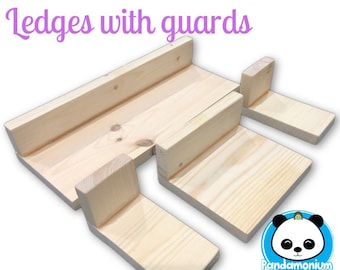 Wooden Ledges with guards- poop guards/ scatter guards-FREE SHIPPING