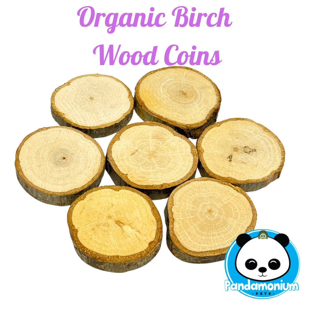 Organic Birch Wood Coins Chews for Chinchillas, Degus, Rats, Guinea