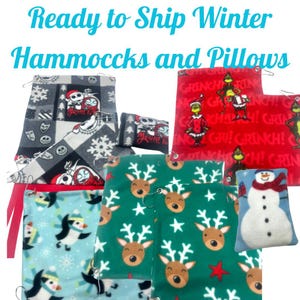 READY TO SHIP Fleece Items-Hammocks and pillows- Christmas designs and more!